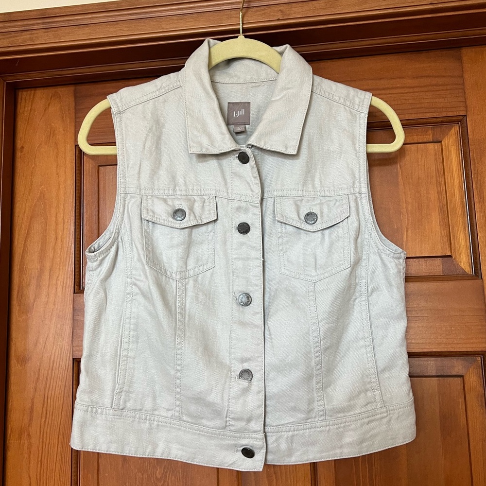J JILL Light Grey Linen Vest